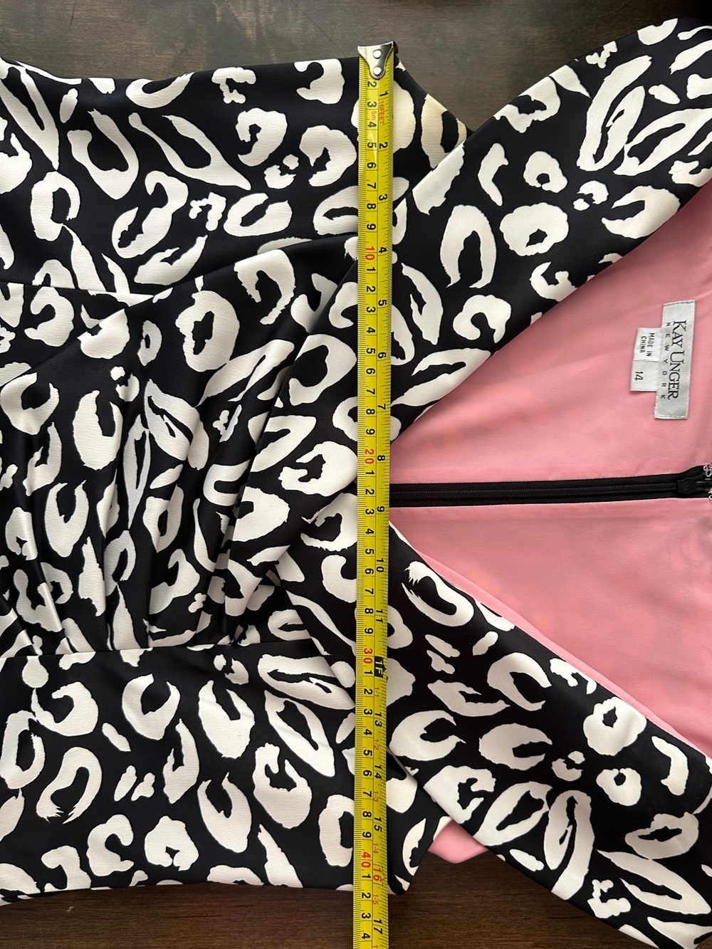Kay Unger Black White Leopard Print Sheath Dress Size 14 Cocktail Career - Picture 11 of 13
